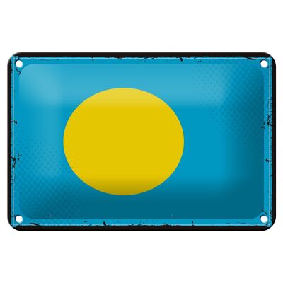 Cartel de chapa con bandera de Palau, 18x12cm, decoración Retro de la bandera de Palau