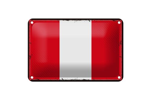 Blechschild Flagge Perus 18x12cm Retro Flag of Peru Dekoration