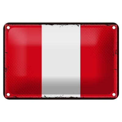 Targa in metallo Bandiera del Perù 18x12 cm Decorazione con bandiera retrò del Perù