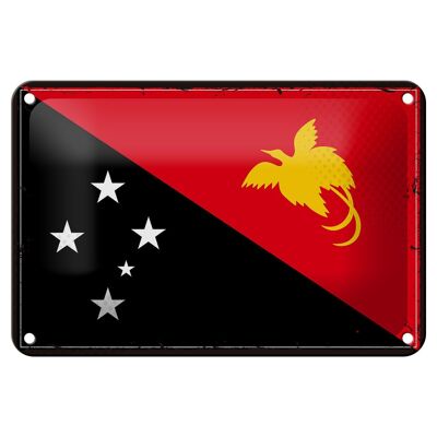 Targa in metallo Bandiera Papua Nuova Guinea 18x12 cm Decorazione retrò Nuova Guinea