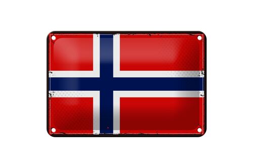 Blechschild Flagge Norwegens 18x12cm Retro Flag Norway Dekoration