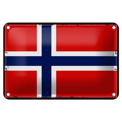 Targa in metallo Bandiera della Norvegia 18x12 cm Decorazione bandiera retrò della Norvegia