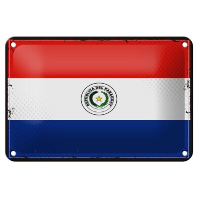 Cartel de chapa con bandera de Paraguay, 18x12cm, decoración Retro de la bandera de Paraguay
