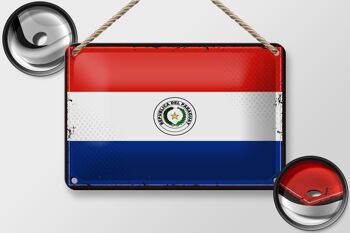 Signe en étain drapeau du Paraguay 18x12cm, drapeau rétro du Paraguay, décoration 2