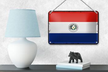 Signe en étain drapeau du Paraguay 18x12cm, drapeau rétro du Paraguay, décoration 4