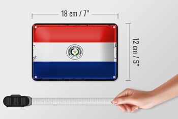 Signe en étain drapeau du Paraguay 18x12cm, drapeau rétro du Paraguay, décoration 5