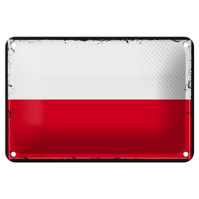 Signe en étain drapeau de la pologne 18x12cm, décoration rétro du drapeau de la pologne