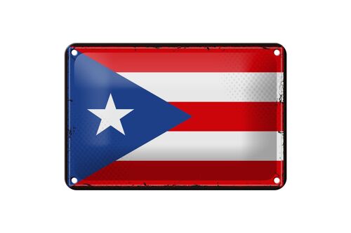 Blechschild Flagge Puerto Ricos 18x12cm Retro Puerto Rico Dekoration