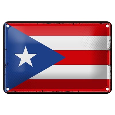 Cartel de chapa Bandera de Puerto Rico 18x12cm Decoración Retro de Puerto Rico