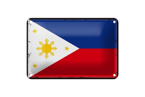 Blechschild Flagge Philippinen 18x12cm Retro Philippines Dekoration