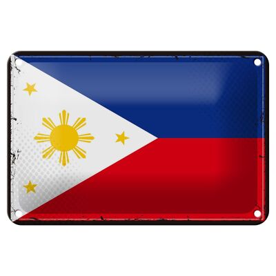 Cartel de chapa con bandera de Filipinas, decoración Retro de Filipinas, 18x12cm