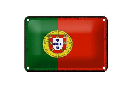 Blechschild Flagge Portugals 18x12cm Retro Flag of Portugal Dekoration