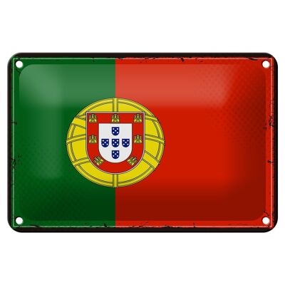 Targa in metallo Bandiera del Portogallo 18x12 cm Decorazione con bandiera retrò del Portogallo