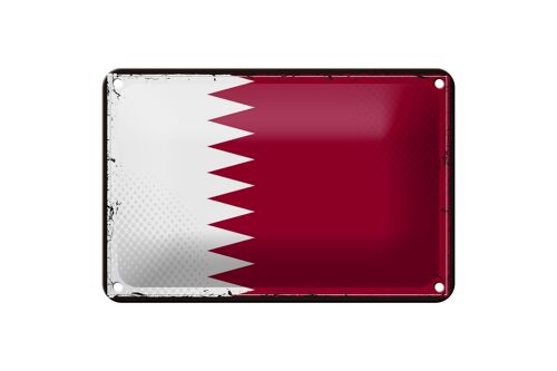 Blechschild Flagge Katars 18x12cm Retro Flag of Qatar Dekoration