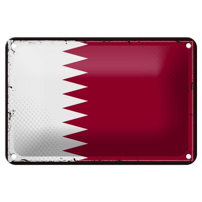 Targa in metallo Bandiera del Qatar 18x12 cm Decorazione con bandiera retrò del Qatar