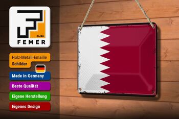 Signe en étain drapeau du Qatar 18x12cm, drapeau rétro du Qatar, décoration 3