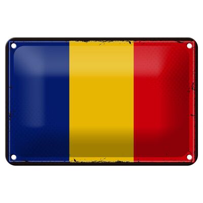 Targa in metallo Bandiera della Romania 18x12 cm Decorazione con bandiera retrò della Romania