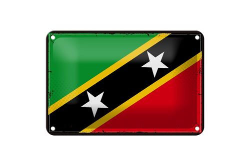 Blechschild Flagge St. Kitts und Nevis 18x12cm Retro Flag Dekoration