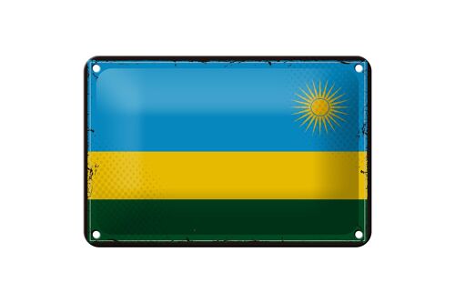 Blechschild Flagge Ruandas 18x12cm Retro Flag of Rwanda Dekoration
