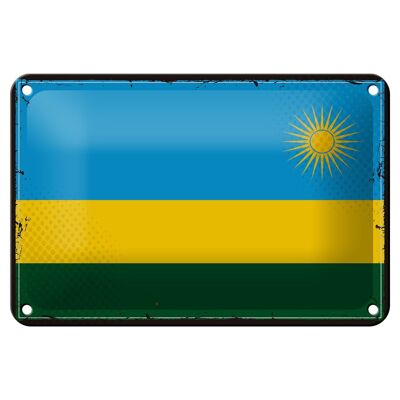 Signe en étain drapeau du Rwanda 18x12cm, drapeau rétro du Rwanda, décoration