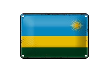 Signe en étain drapeau du Rwanda 18x12cm, drapeau rétro du Rwanda, décoration 1