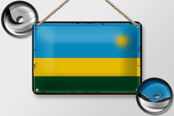 Signe en étain drapeau du Rwanda 18x12cm, drapeau rétro du Rwanda, décoration 2