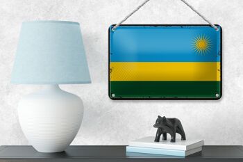 Signe en étain drapeau du Rwanda 18x12cm, drapeau rétro du Rwanda, décoration 4