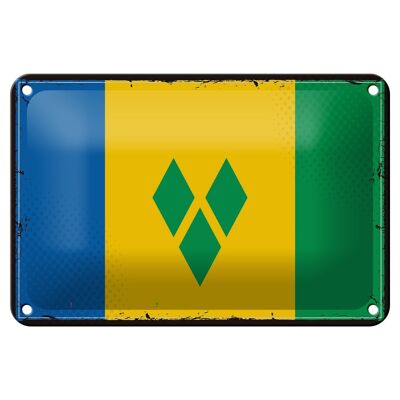 Cartel de chapa con bandera de San Vicente y las Granadinas, decoración Retro, 18x12cm