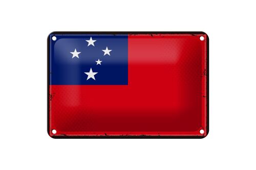 Blechschild Flagge Samoas 18x12cm Retro Flag of Samoa Dekoration