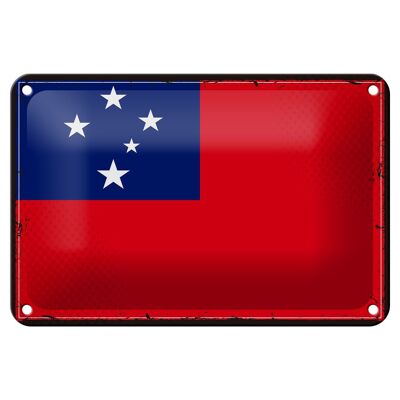 Cartel de chapa con bandera de Samoa, decoración Retro de bandera de Samoa, 18x12cm