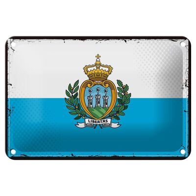Cartel de chapa con bandera de San Marino, decoración Retro de San Marino, 18x12cm