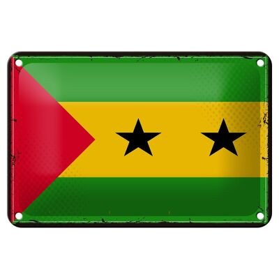 Drapeau en étain de São Tomé et Príncipe, 18x12cm, décoration de drapeau rétro