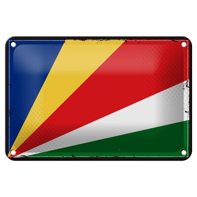 Cartel de chapa con bandera de Seychelles, 18x12cm, decoración Retro de Seychelles