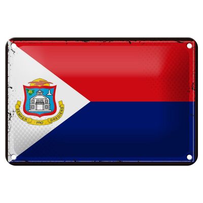 Drapeau en étain de Sint Maarten, 18x12cm, décoration rétro de Sint Maarten