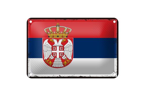 Blechschild Flagge Serbiens 18x12cm Retro Flag of Serbia Dekoration