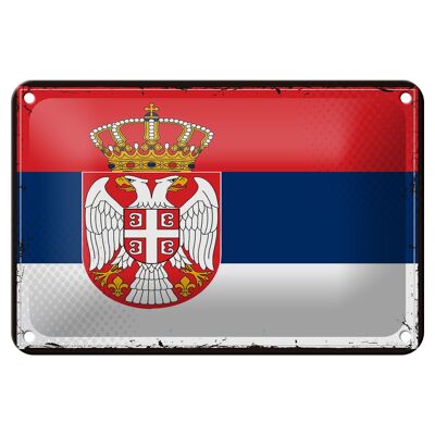 Targa in metallo Bandiera della Serbia 18x12 cm Decorazione con bandiera retrò della Serbia