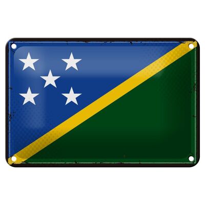 Targa in metallo Bandiera Isole Salomone 18x12 cm Decorazione retrò Isole Salomone