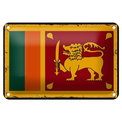 Blechschild Flagge Sri Lankas 18x12cm Retro Flag Sri Lanka Dekoration