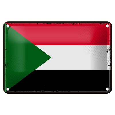Drapeau du Soudan en étain, 18x12cm, décoration rétro, drapeau du Soudan