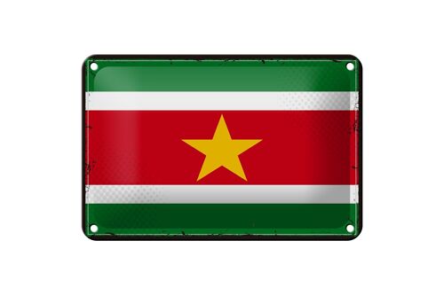 Blechschild Flagge Surinames 18x12cm Retro Flag of Suriname Dekoration