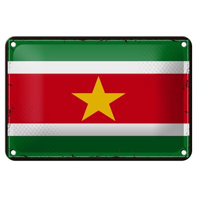 Signe en étain drapeau du Suriname 18x12cm, drapeau rétro du Suriname, décoration