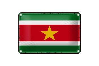 Signe en étain drapeau du Suriname 18x12cm, drapeau rétro du Suriname, décoration 1