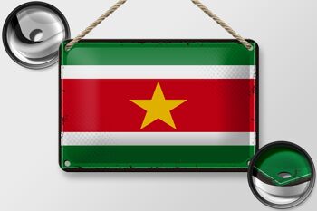 Signe en étain drapeau du Suriname 18x12cm, drapeau rétro du Suriname, décoration 2