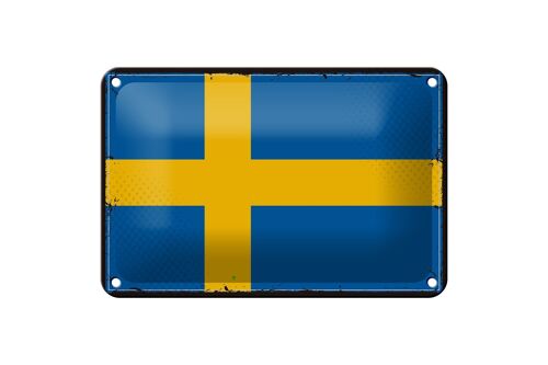 Blechschild Flagge Schwedens 18x12cm Retro Flag of Sweden Dekoration