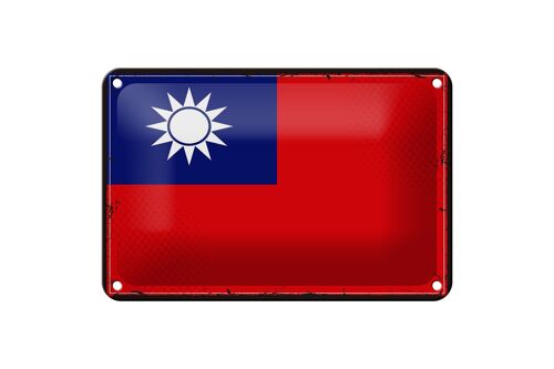 Blechschild Flagge China 18x12cm Retro Flag of Taiwan Dekoration