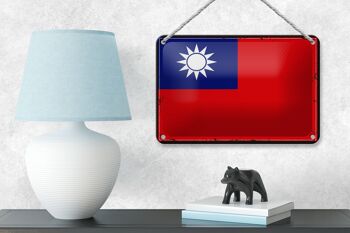 Drapeau en étain de chine, 18x12cm, drapeau rétro de Taiwan, décoration 4