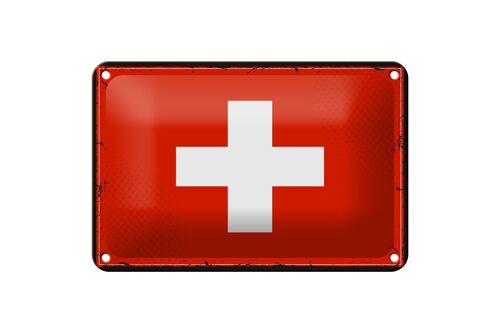 Blechschild Flagge Schweiz 18x12cm Retro Flag Switzerland Dekoration