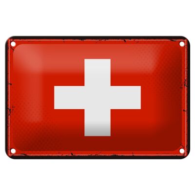 Targa in metallo Bandiera Svizzera 18x12 cm Decorazione bandiera retrò Svizzera