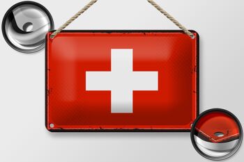 Drapeau en étain de la suisse, 18x12cm, drapeau rétro, décoration de la suisse 2