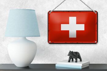 Drapeau en étain de la suisse, 18x12cm, drapeau rétro, décoration de la suisse 4